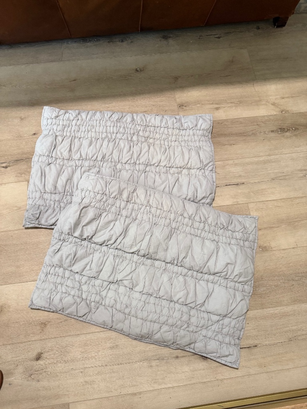 Pottery Barn teen ruffle shams gray 2